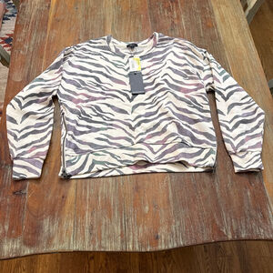 Rails Ivory Marlo Gradient Tiger Stripe Sweatshirt XS Side Zipper NWT